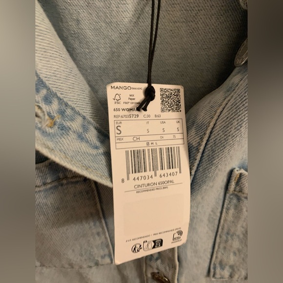 Mango Light Blue Denim Women's Overalls NWT - S - Picture 9 of 9